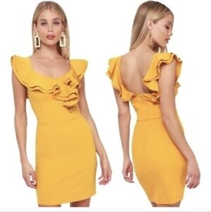Dance Floor Diva Mustard Yellow Ruffled Bodycon Dress
